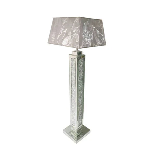 Radiant Tower: Mirrored Crystal Floor Lamp